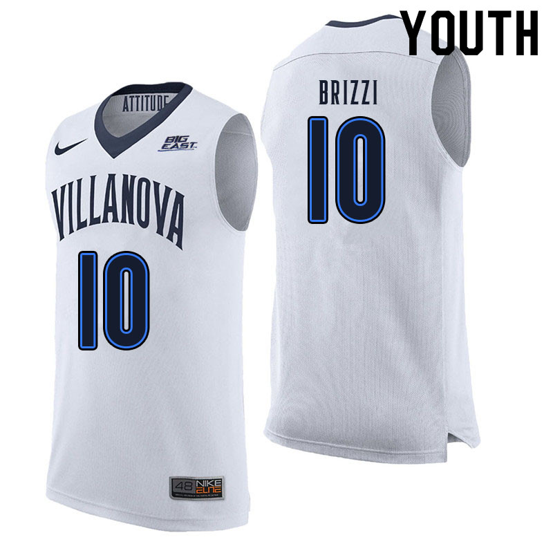 Youth #10 Angelo Brizzi Willanova Wildcats College Basketball Jerseys Sale-White